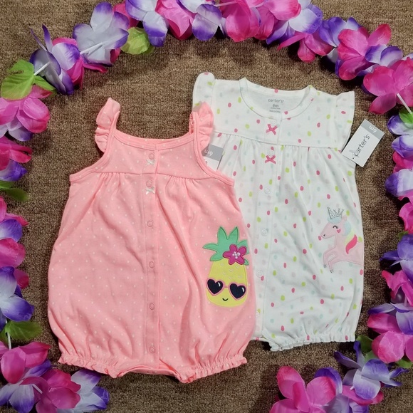 Carter's Other - Carter's Summer pineapple & unicorn rompers bundle